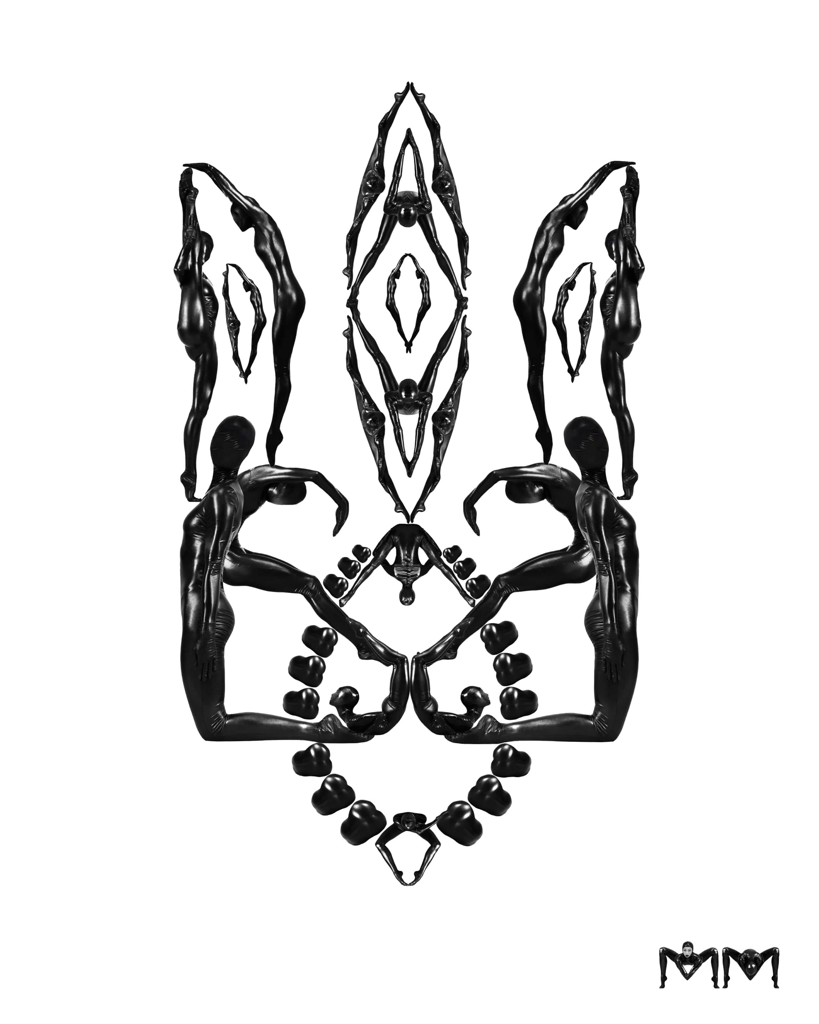 Symmetric composition of black figures
