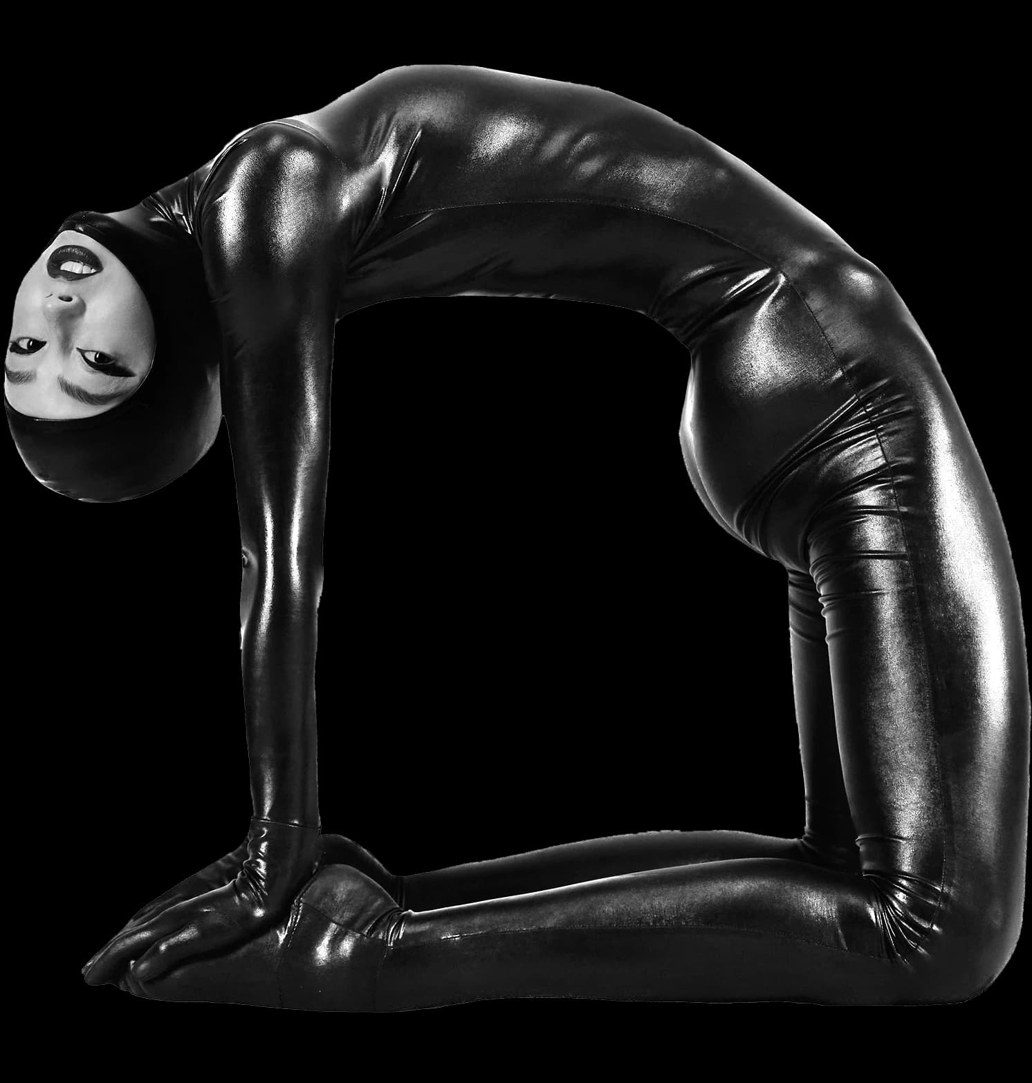 Letter D formed by the body