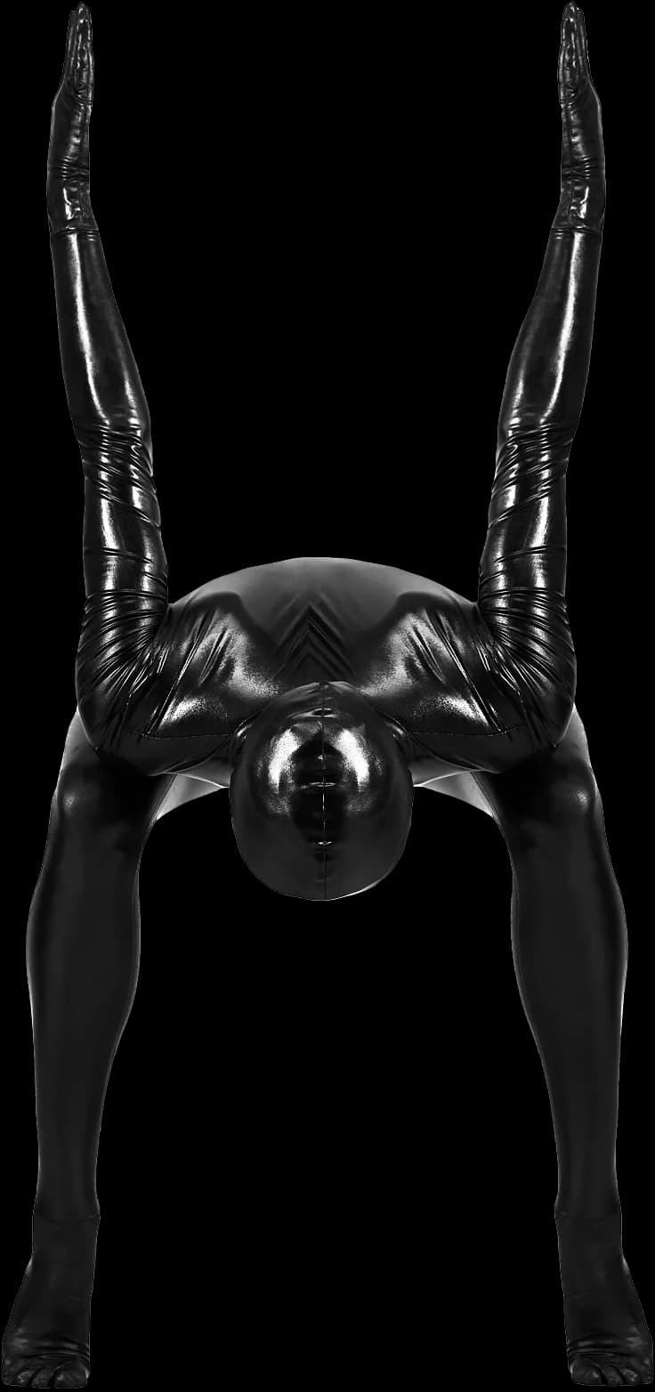 Letter H formed by the body