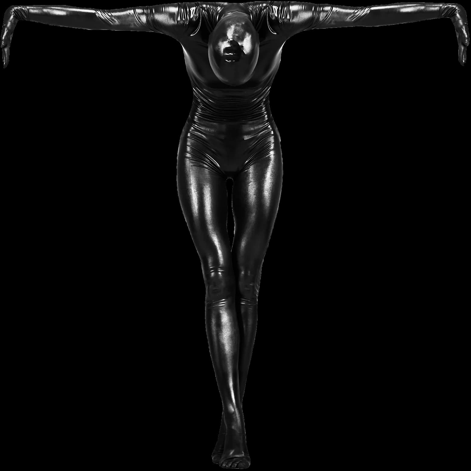 Letter T formed by the body